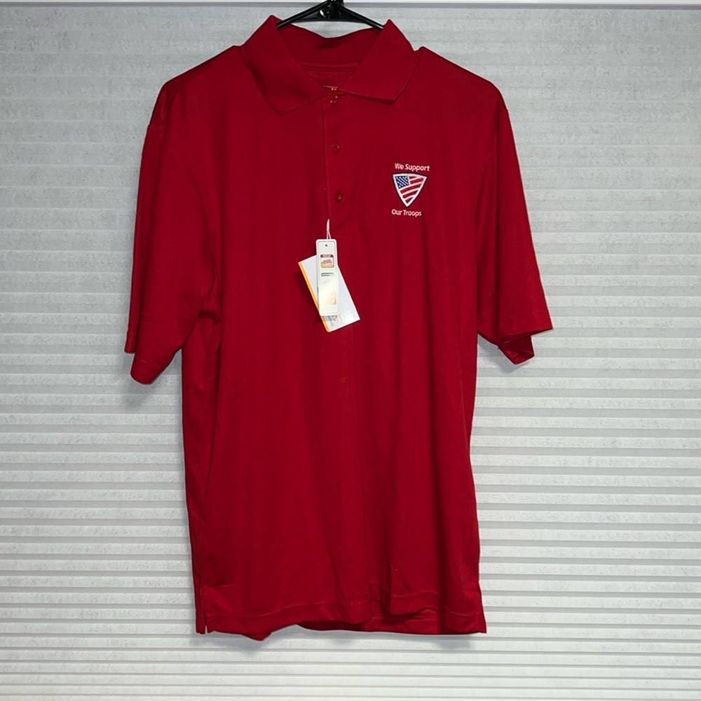 Men’s CORE365 Dry-fit Polo Shirt with “We Support Our Troops” patch